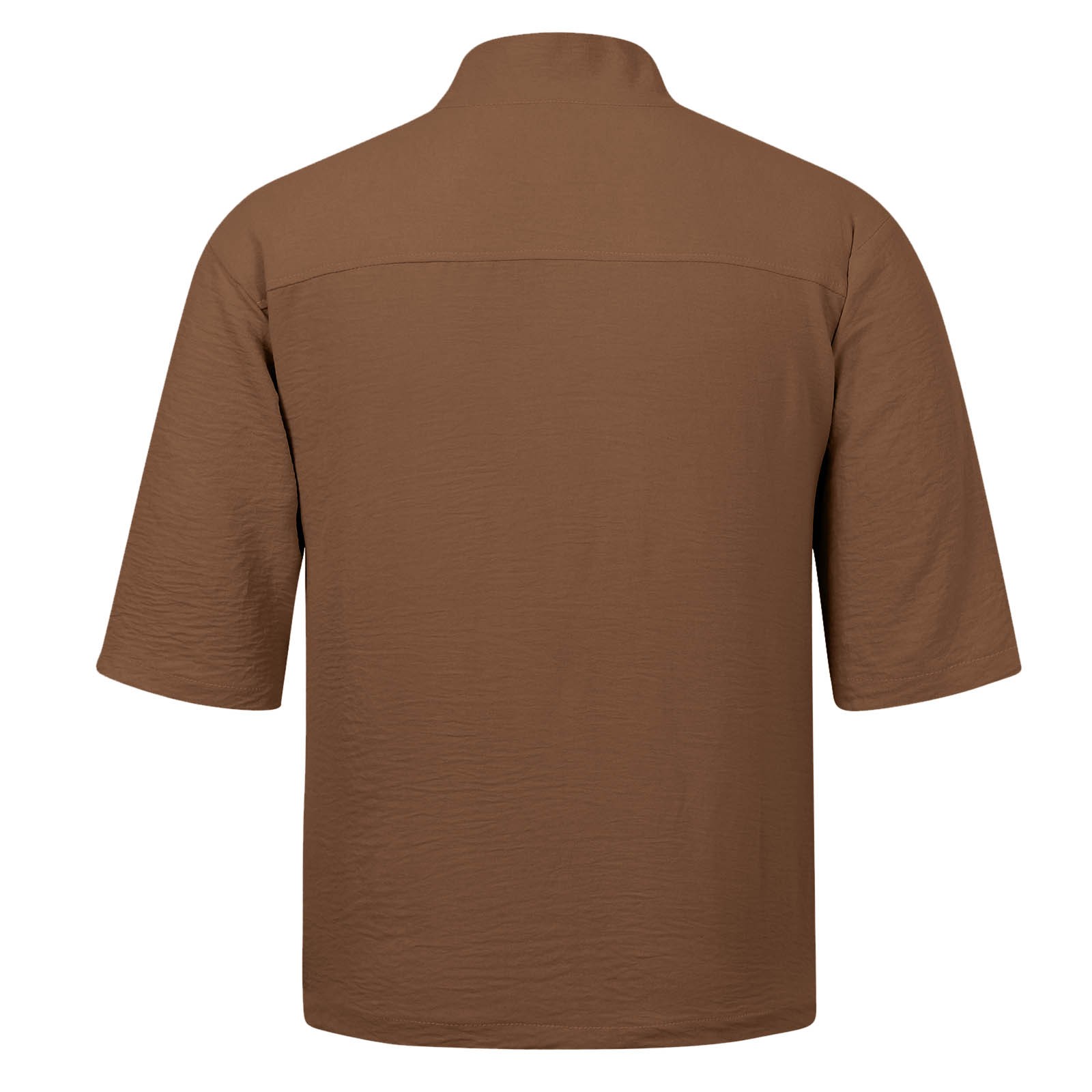 thumbnail image 2 of Camisa de manga corta irregular de seda helada para hombre - Diseño de pelo oscuro, mezcla de algodón, 2 of 8